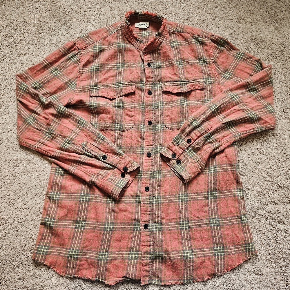 Zadig and Voltaire Plaid Tunic Style Button Down Red Faded Plaid Unisex L - Picture 2 of 6